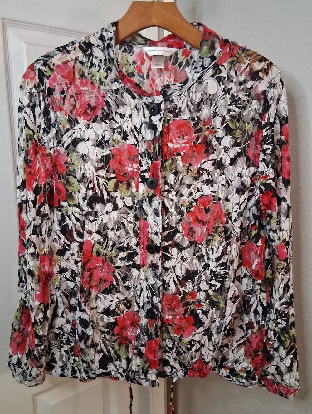 Christopher & Banks Sheer Lace Floral Top Medium